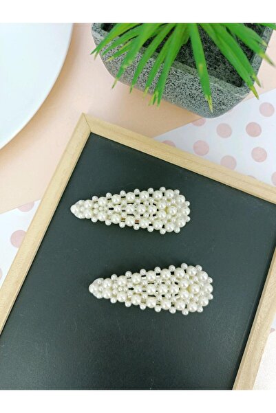 REBORN DESIGN مشبك سريع الإغلاق بطول 8 سم بتصميم مثلث مع تفاصيل اللؤلؤ واللؤلؤ الصغير