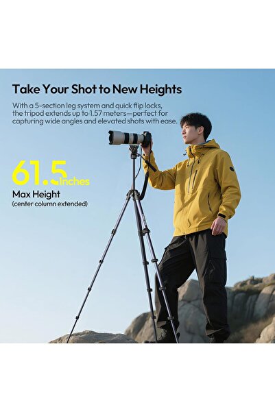 ulanzi Ombra Video II Camera Tripod with Fluid Head, 61.5-inch Travel Tripod