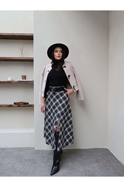 ESRAHELVACI Довга спідниця з поясом у клітинку