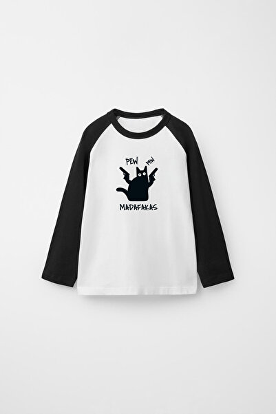 Freak Tshirt Reglan Sleeve Long Sleeve Printed White Black T-Shirt