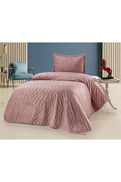 Bella Home Zara Velvet Bedspread Single Size Powder