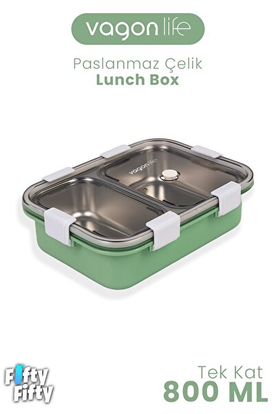 Vagonlife صندوق غداء بطبقة واحدة وقسمين سعة 800 مل، صندوق غداء من الجيل الجديد - FFLBOX50442