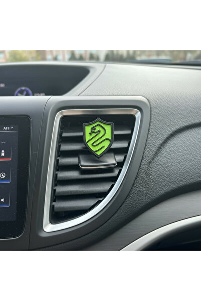 1PARÇAMAVİ زخرفة مكيف هواء السيارة بشعار مبنى مدرسة هوجورتس سليذرين من هاري بوتر - مع مشبك معدني