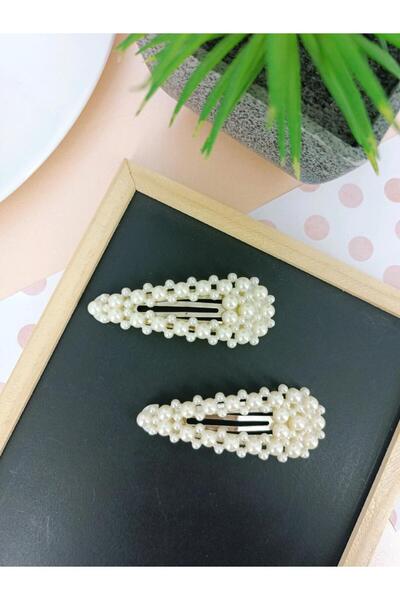 REBORN DESIGN مشبك سريع الإغلاق بطول 8 سم بتصميم مثلث مع تفاصيل اللؤلؤ واللؤلؤ الصغير