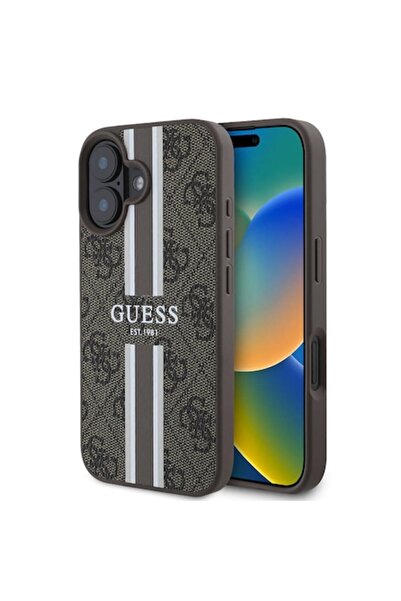 Guess iPhone 16 Case - Elite Content P3048, Plastic, Intense Brown