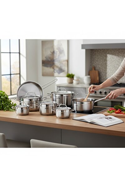 BIN SHIHON CO Alpha (ORIGINAL) Stainless Steel Cookware Set, Corrosion and Fading Resistant (14) Pieces