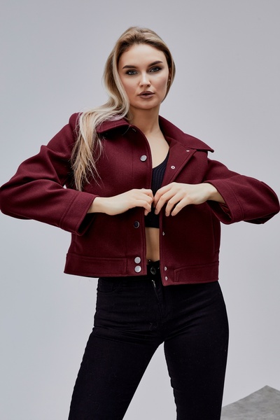 Bolivente Amelie Burgundy Regular Cashmere Jacket with Snap Closure