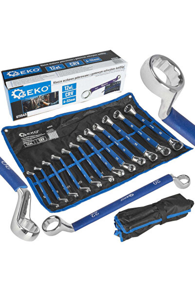 GEKO Set chei inelare cu mâner antiderapant, 6-32 mm, 12 buc, Cr-V, G11545