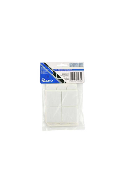 GEKO self-adhesive felt pads set, round & rectangular 25x25 / 40x40 mm, white