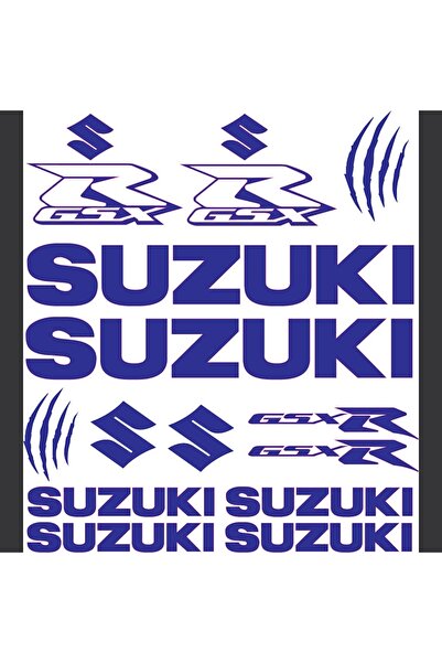 Oracal 651 Set of 14 Motorcycle Stickers, SUZUKI GSX-R, blue