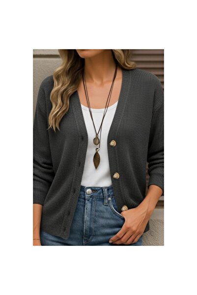 Secret Passion Lingerie New Season Long Sleeve Button Detailed Women's Knitwear Cardigan 28352