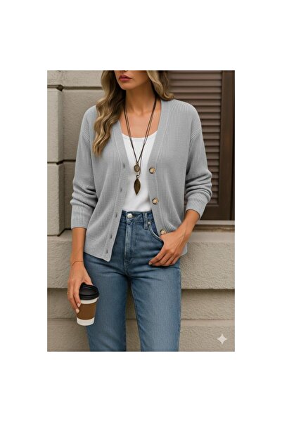 Secret Passion Lingerie New Season Long Sleeve Button Detailed Women's Knitwear Cardigan 28352