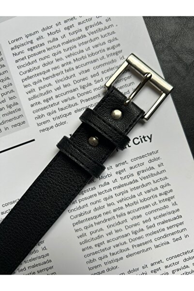 LİA KEMER 2-Pack Lyric Square Patterned Women's Silver Buckle Belt Jacket Belt Dress Belt Trouser Belt