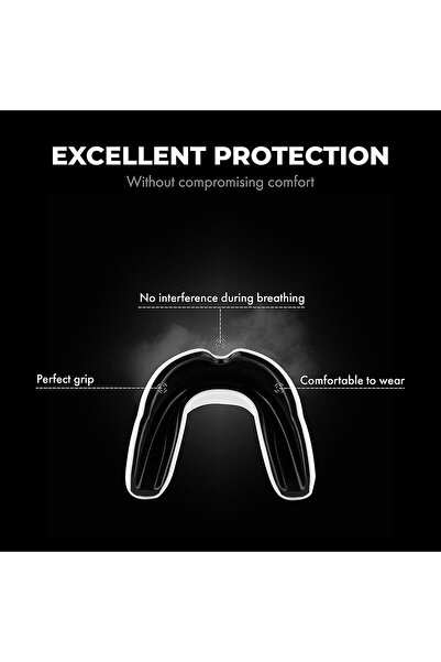 FIGHTR Premium Mouth Guard - Excellent Breathing & Easy to Fit (White/Black)