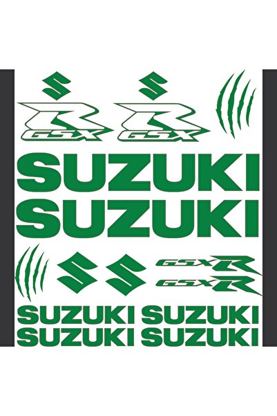 Oracal 651 Set of 14 Motorcycle Stickers, SUZUKI GSX-R, green