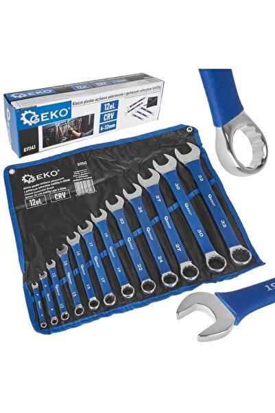 GEKO Set of combination wrenches with non-slip handle, 6-32 mm, 12 pcs, G 11141