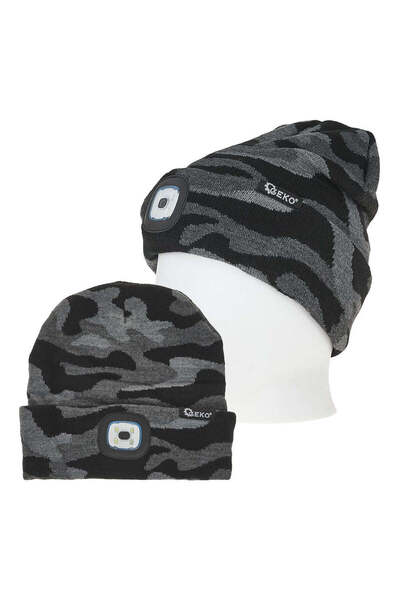 GEKO Căciulă de iarnă G90411 cu LED reîncărcabilă, camuflaj