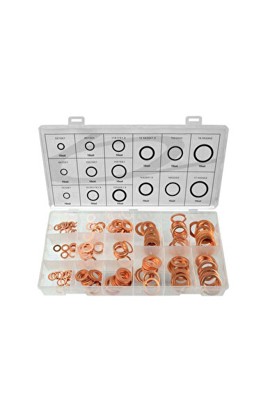 GEKO Set de 150 de șaibe din cupru în 15 dimensiuni diferite, G02807