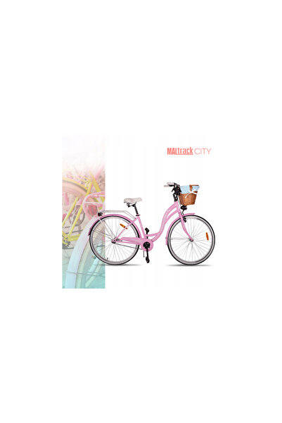 MalTrack Dreamer Women's City Bicycle with Basket, 28" Wheels, 18" Frame, Milk Pink