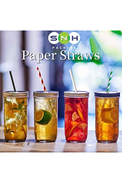 SNH Packing White Paper Straws 6mm x 7.75" Pack of 250