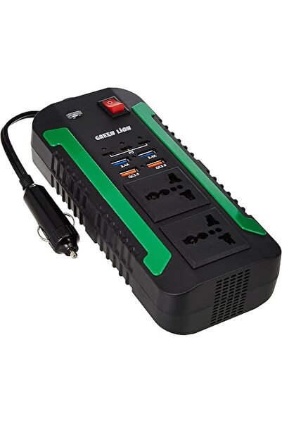 Green Lion Spark 300 Power Inverter 300W (2 AC + 2 USB-A 3.4A + PD 20W + QC 3.0) - Black