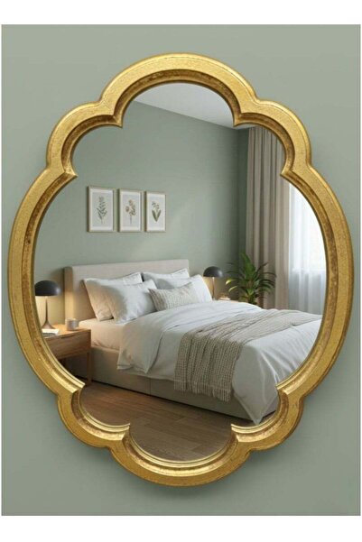 ALQANNAS مراية جدار اطار خشبية ذهبية فاخرة - ديكور عتيق لغرفة المعيشة وغرفة ا...