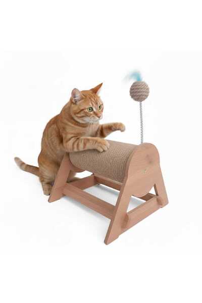 RealWood Cat Scratching Post - Horizontal & Rotatable - Spring Ball Added - 29cm