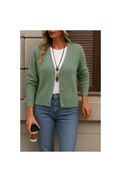 Secret Passion Lingerie New Season Long Sleeve Button Detailed Women's Knitwear Cardigan 28352