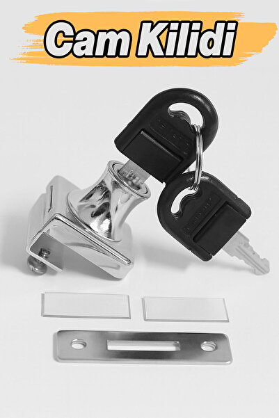 Badem10 Cam Kilidi Kare Krom Cam Kapak Emniyet Kilidi Dayanıklı Metal Güvenli...