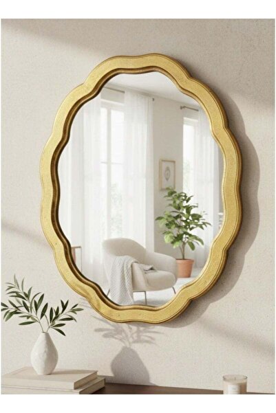 ALQANNAS High-quality, gold-framed wall mirror made of premium wood.