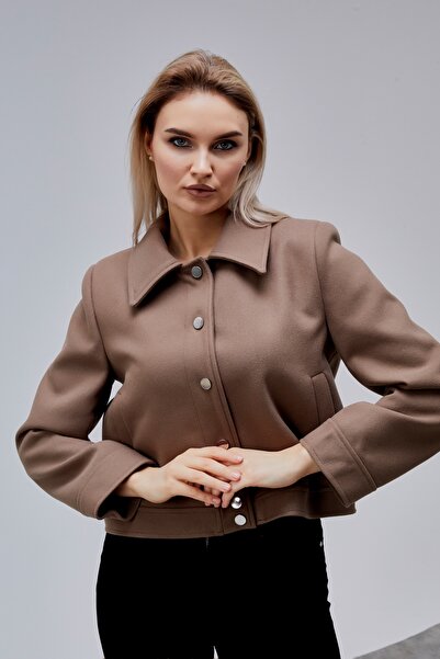 Bolivente Amelie Mink Regular Cashmere Jacket with Snap Closure