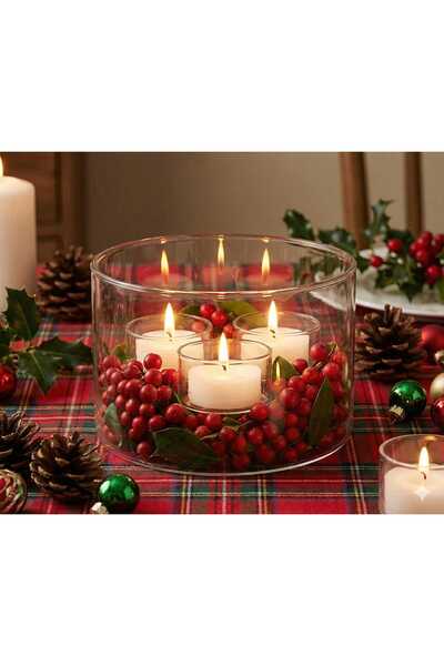 Bacoss DEKORATİF ŞEFFAF SİLİNDİR CAM MUMLUK-BÜYÜK BOY (BC-1260)