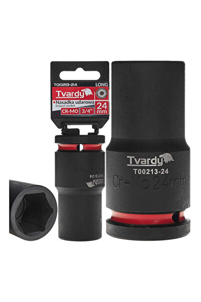 Tvardy Impact long socket 6-point 3/4", 24 mm, Cr-Mo, T00213-24