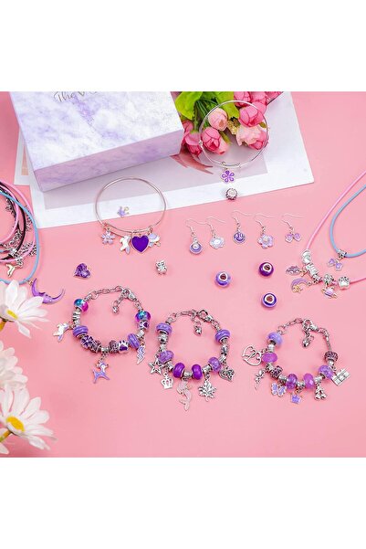 genernic 162 Pcs Charm Bracelets Kit - Necomi Jewelry Making Beads, Purple Fantasy