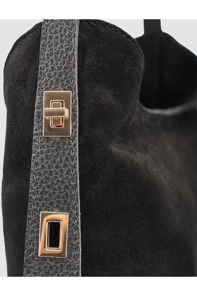 Cabani Black Women's Shoulder Bag with 100% Suede Leather Belt