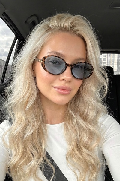 REN EYEWEAR Ovelle Women's Leopard Frame Blue Glass Oval Sunglasses – Modern Design with Accessory Detail Uv400