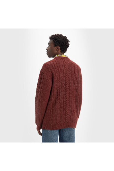 Levi's Battery Crewneck Men's Burgundy Round Neck Relaxed Fit Sweater