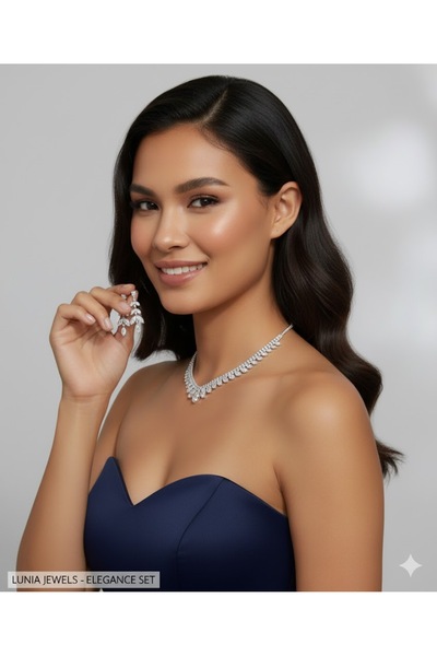 shopidik Zircon Stone Bridal Jewelry Set Necklace Earrings Evening Dress Engagement Wedding Accessory