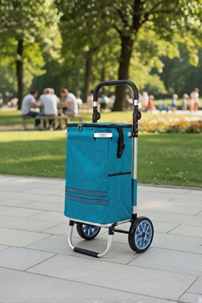 Vadi Termal Soğutucu Su Geçirmez Çantalı Alüminyum Gövdeli Alışveriş Pazar Arabası