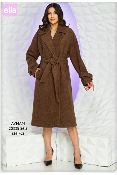 AYHAN Coat with Belted Waist and Epaulette Sleeves