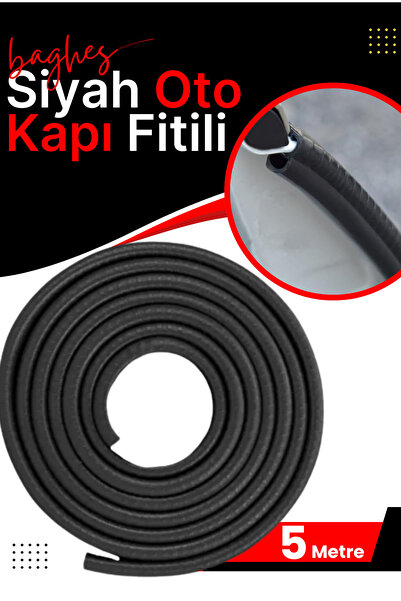 Baghes Oto Araç Kapı Koruma Fitili 5metre Parlak Siyah Renk Çarpma Çizilme Ön...