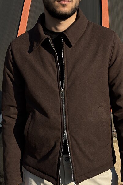 inpool Men'S, Slim-Fit, Shirt Collar, Metal Double Zipper, Old Money Culture, Semi-Coat, Jacket 650