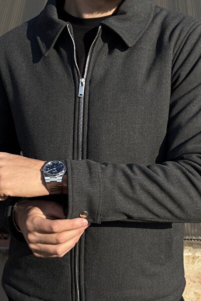 inpool Men'S, Slim-Fit, Shirt Collar, Metal Double Zipper, Old Money Culture, Semi-Coat, Jacket 650