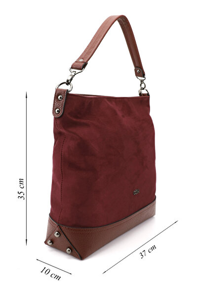 GÖNDERİ(R) Women's Burgundy Suede Burgundy Long Strap Hand and Shoulder Bag
