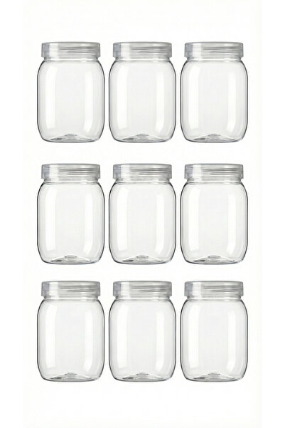 Tayf 9x 500ml Plastic Jars with Lids – Honey, Nuts, Spices, Kitchen Storage Set containr