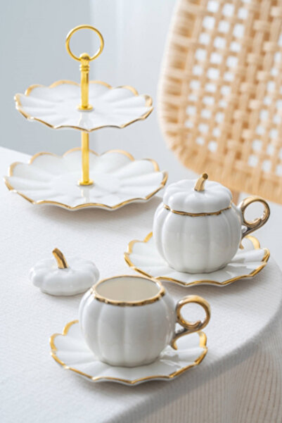 ACAR Betty Gold 2-Person Coffee Cup Set with Stand - 130 ml