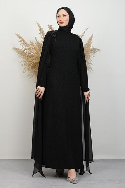 lizatesettür Kösem Taşlı Abiye Siyah