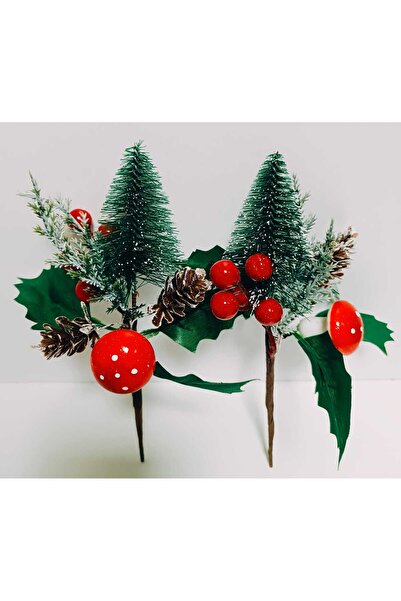 OSO HOME 1 Adet 22 Cm Kozalak,Mantar Ve Çam Ağaçlı Mini Kokina Yapraklı Yılba...