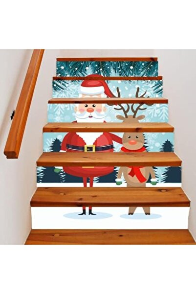 COOYA Christmas Stair Stickers-6Pcs Waterproof Christmas Stair Wall Santa Snowman Family Party Decoration