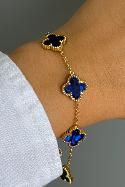 AURRARİ سوار من الفولاذ الفاخر مرصع بالحجر الطبيعي باللون الأزرق الداكن والذهبي